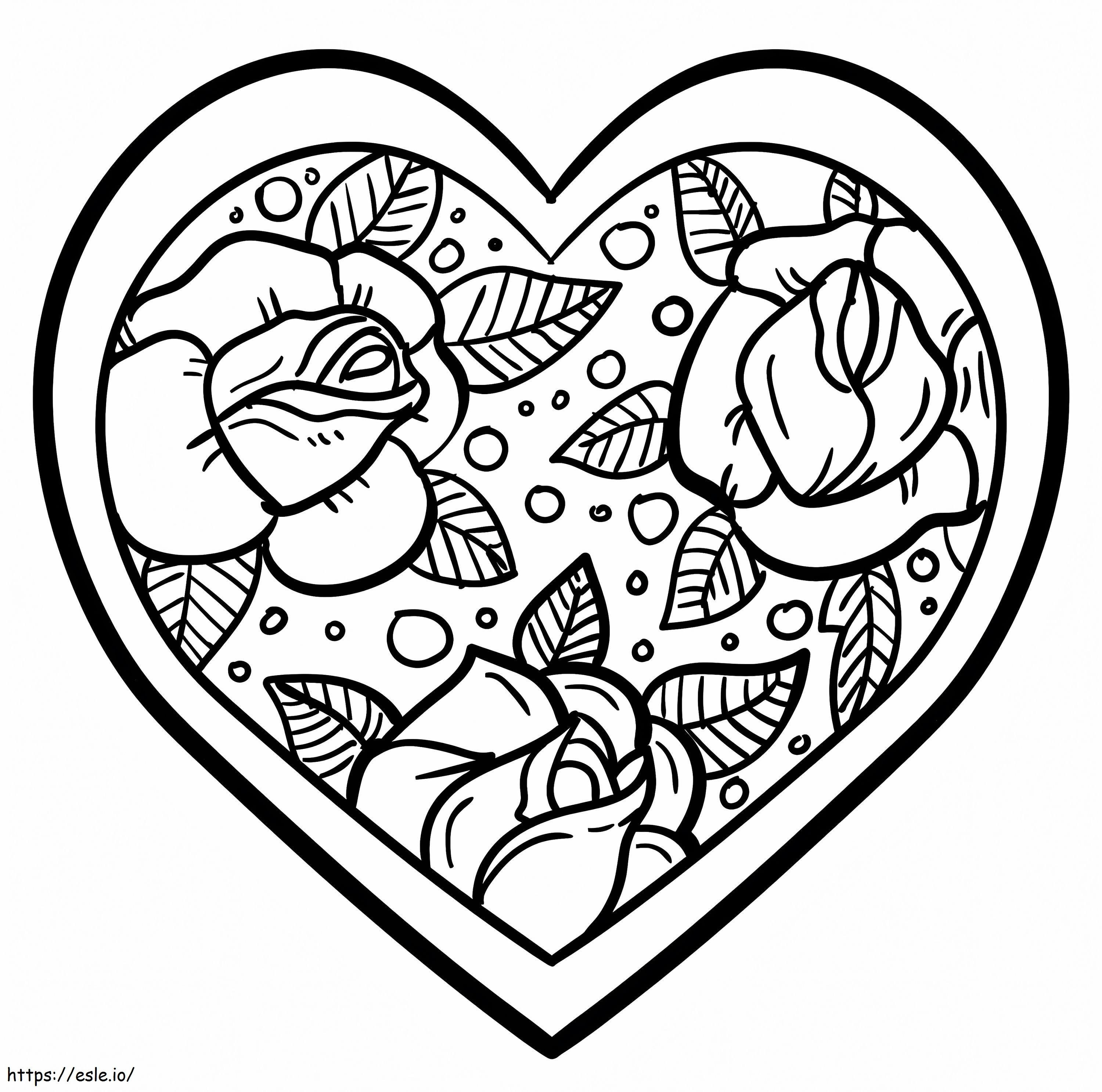 Roses In Heart coloring page