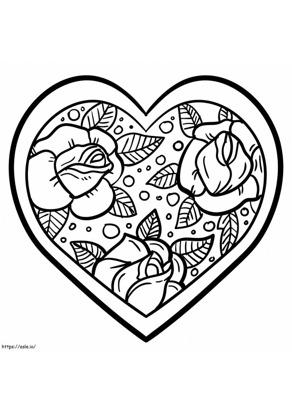 Roses In Heart coloring page