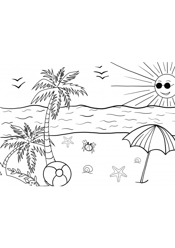 bord de mer d'été à colorier et à imprimer gratuitement