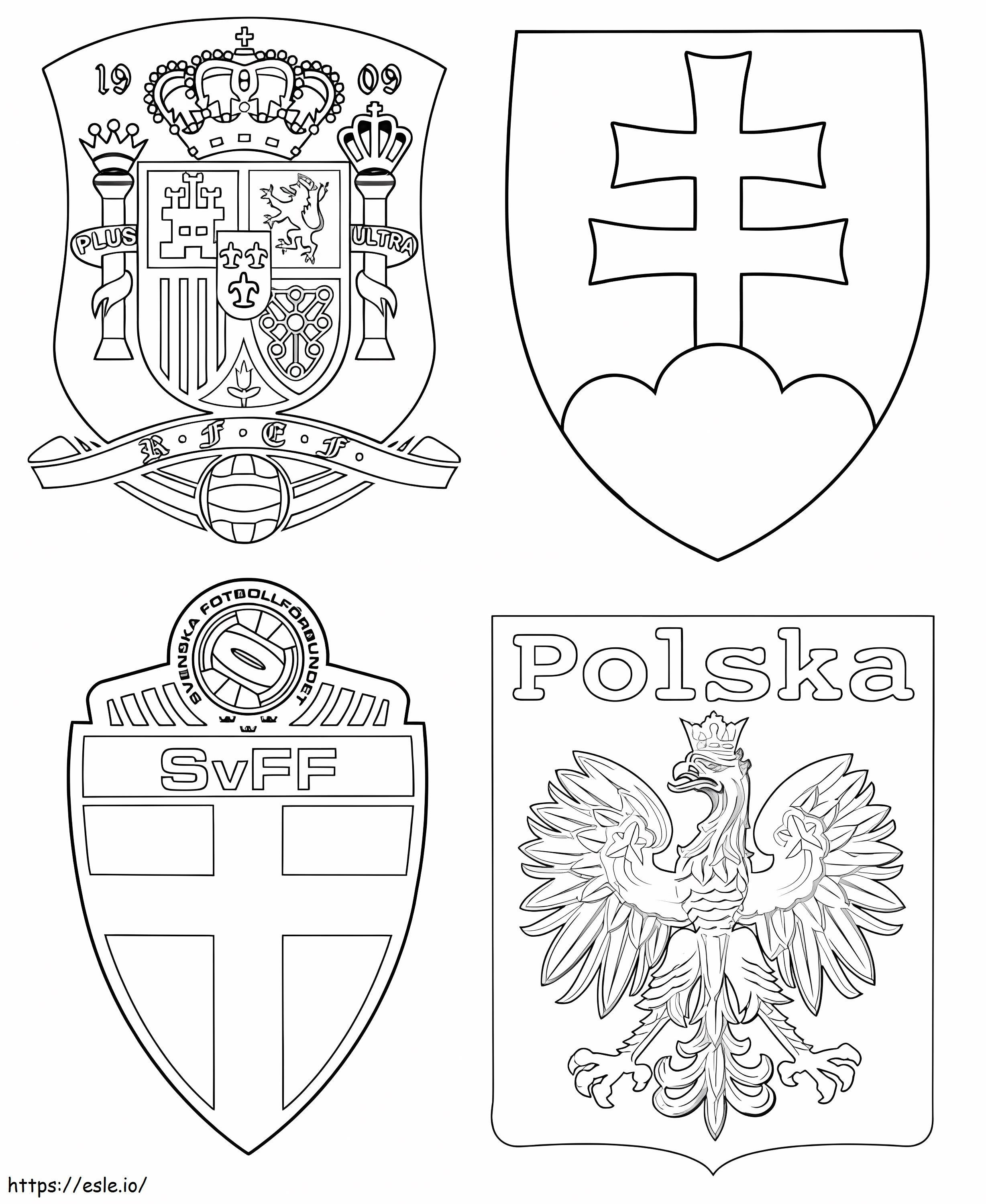 Group E Spain Sweden Poland Slovakia coloring page