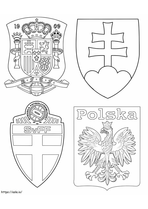 Coloriage Groupe E Espagne Suède Pologne Slovaquie à imprimer dessin
