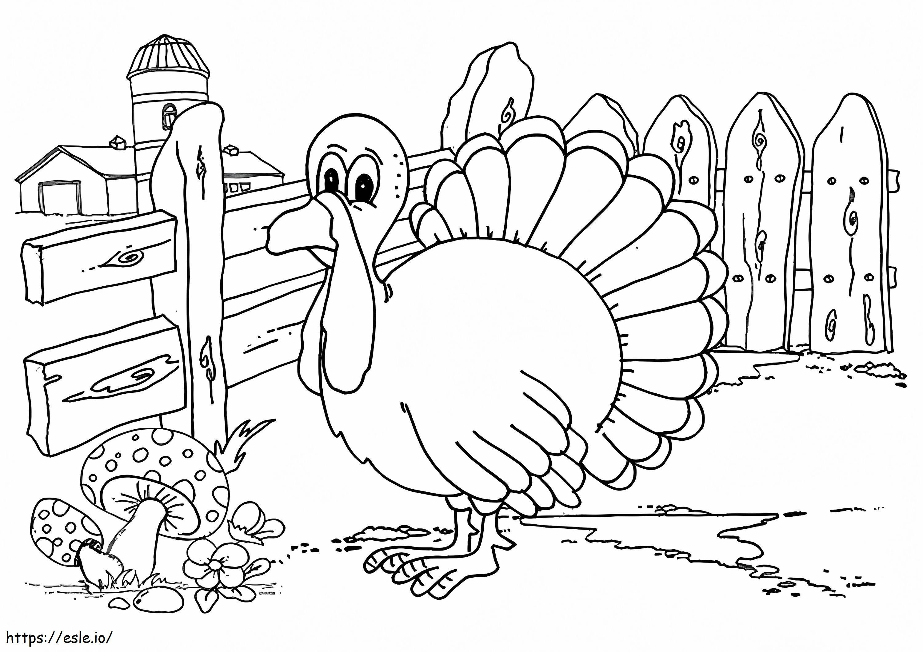 Turkey On The Farm coloring page