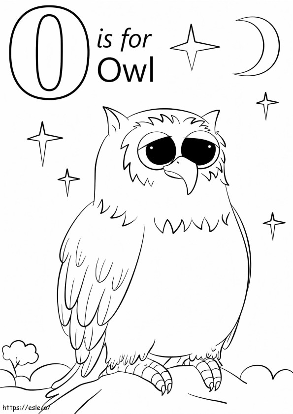 Owl Letter O coloring page