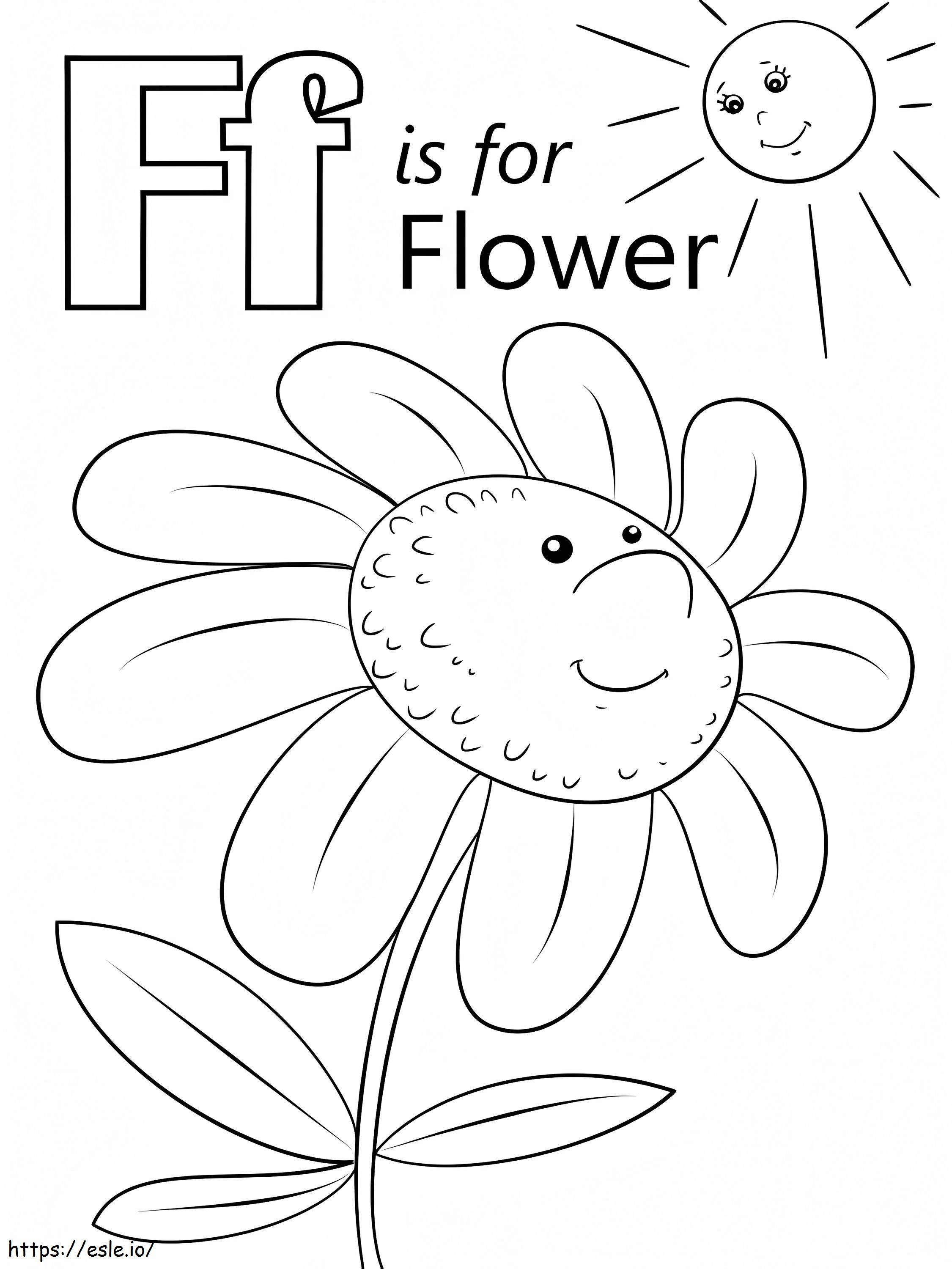 Litera de flori F de colorat