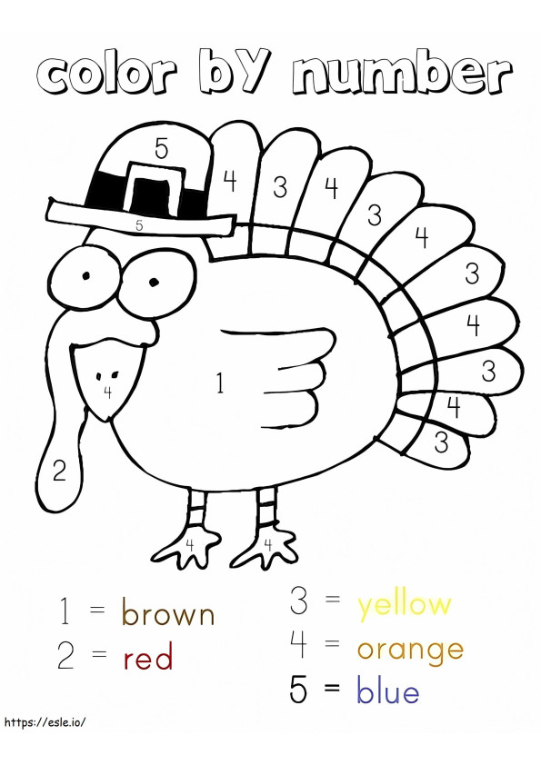 Funny Turkey Color By Number coloring page