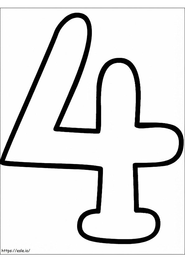 Easy Number 4 coloring page