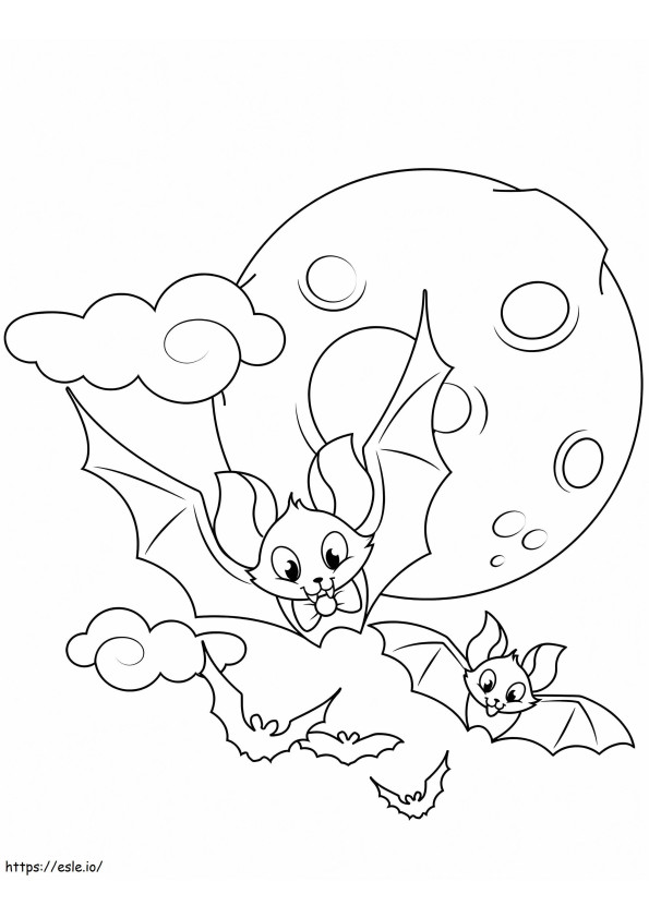 Coloriage Chauves-souris d'Halloween mignonnes à imprimer dessin
