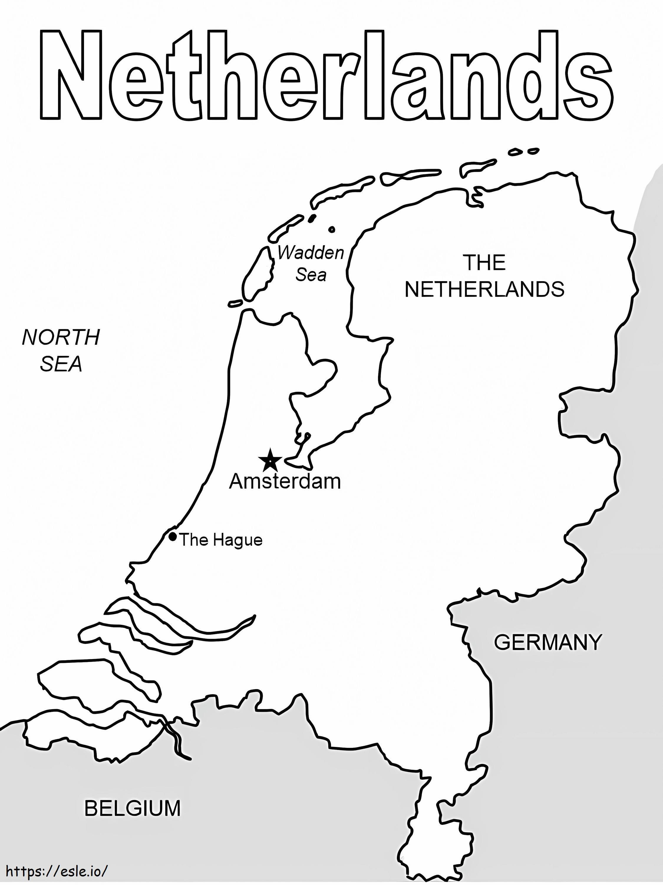 Hollandia térkép kifestő