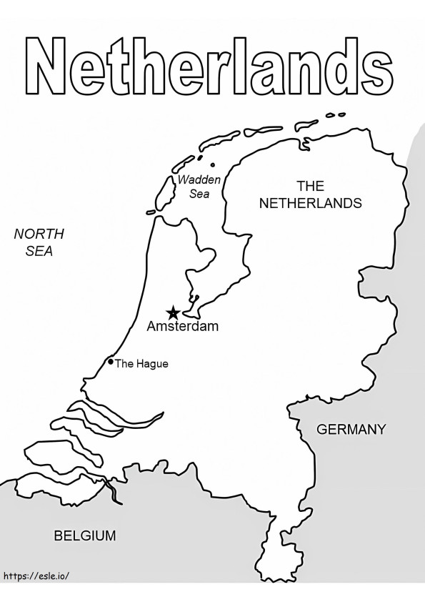 Mapa de los Países Bajos para colorear
