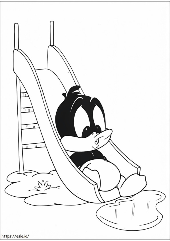 Baby Daffy Sliding A4 coloring page