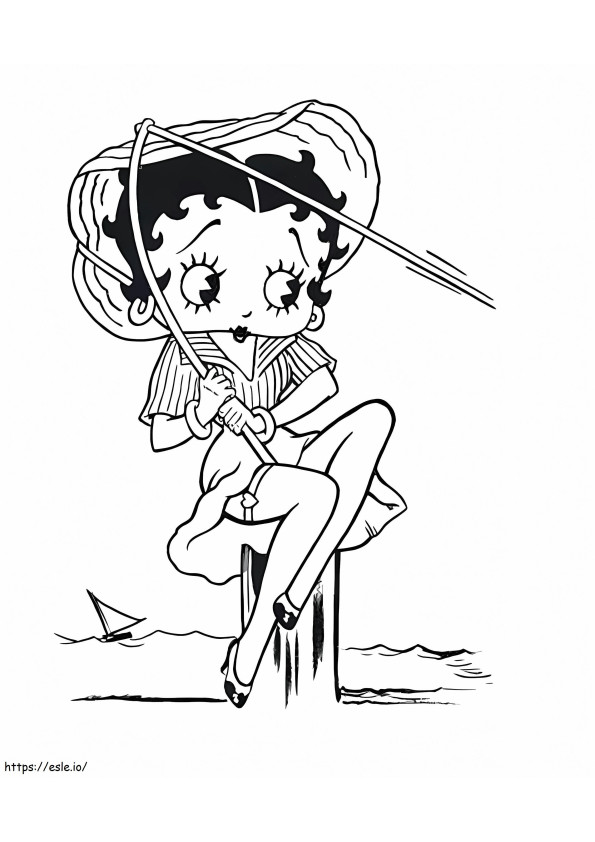 Betty Boop vai pescar para colorir