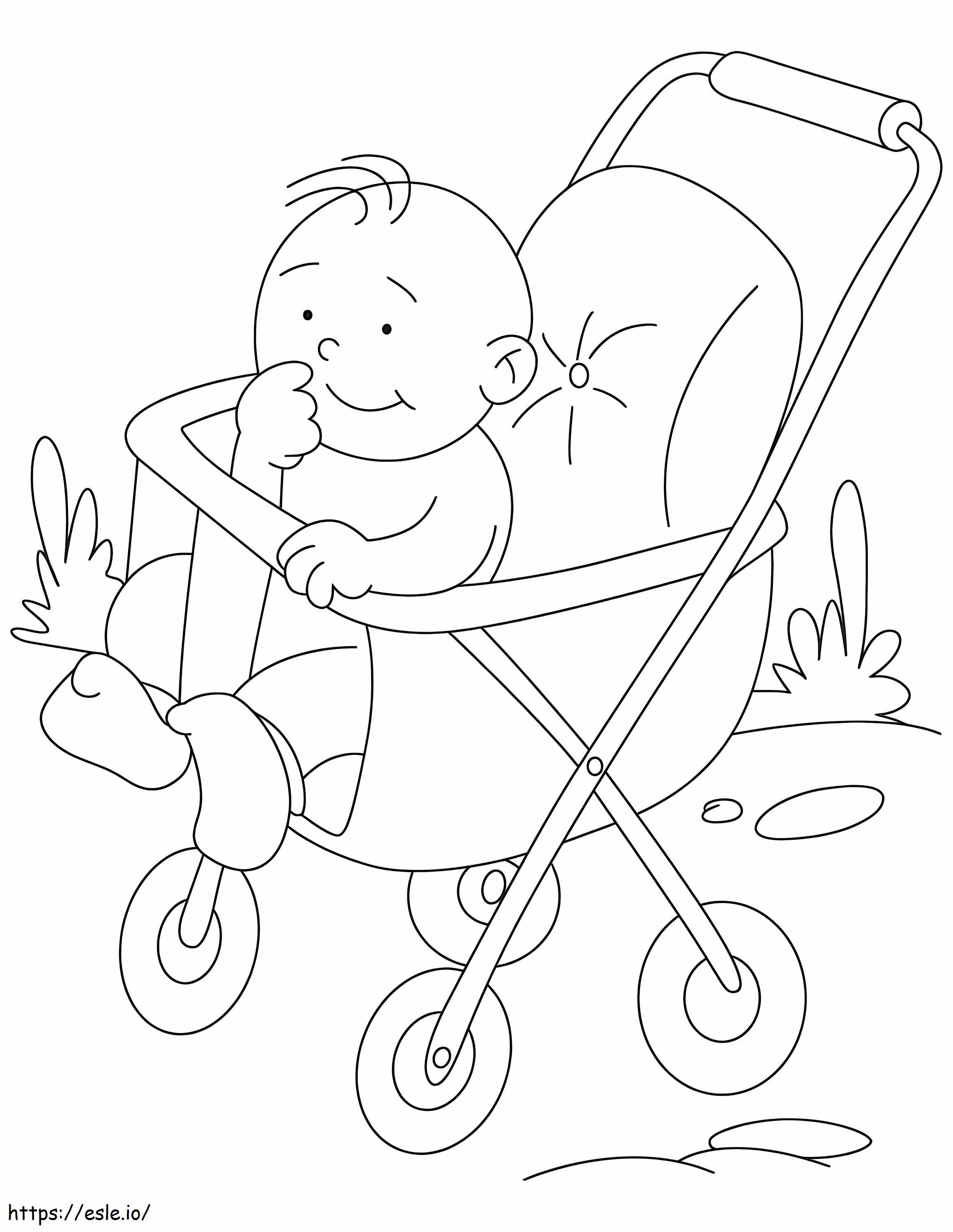 Little Boy In Stroller Coloring Page coloring page