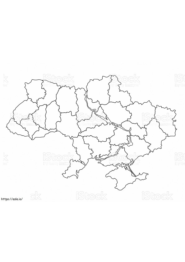 Ukrajna térkép színező oldal kifestő