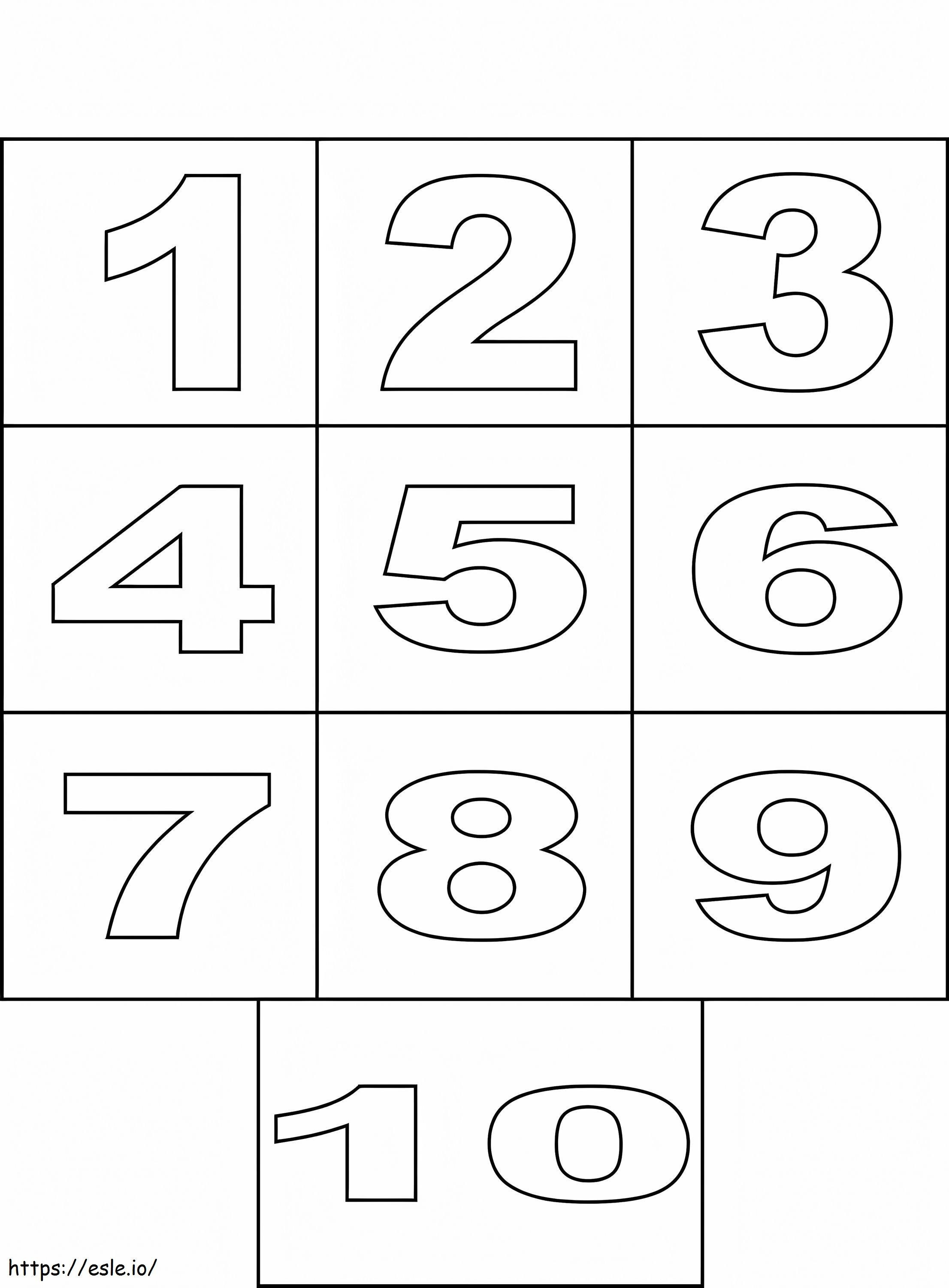 Número básico de 1 a 10 para colorir
