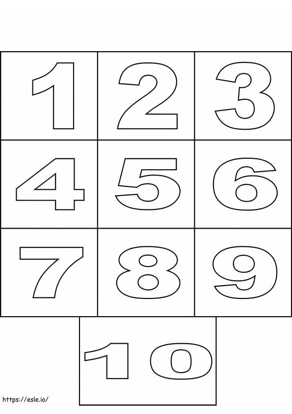 Número básico de 1 a 10 para colorir