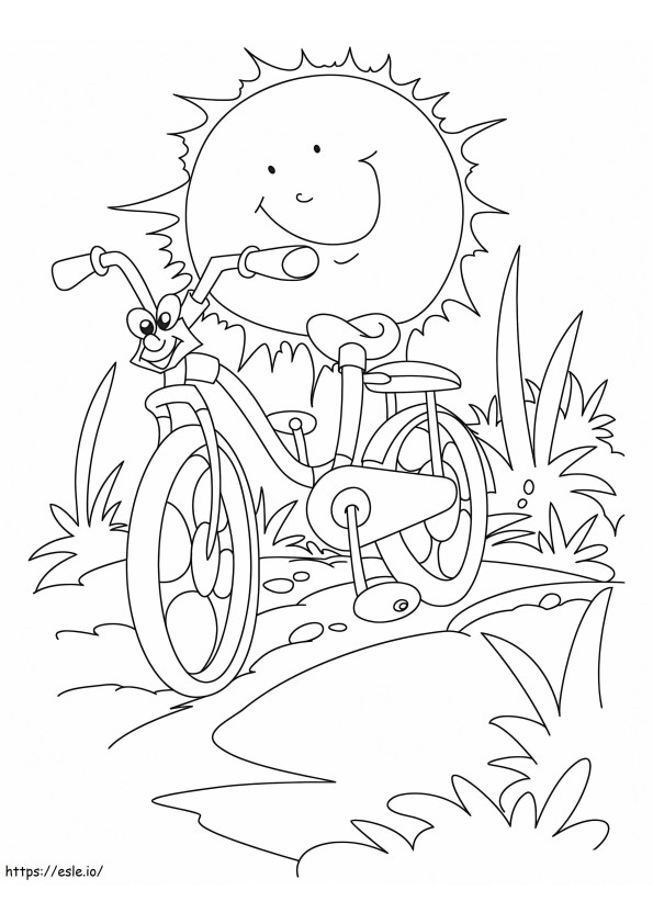 Bicicleta de desenho animado para colorir