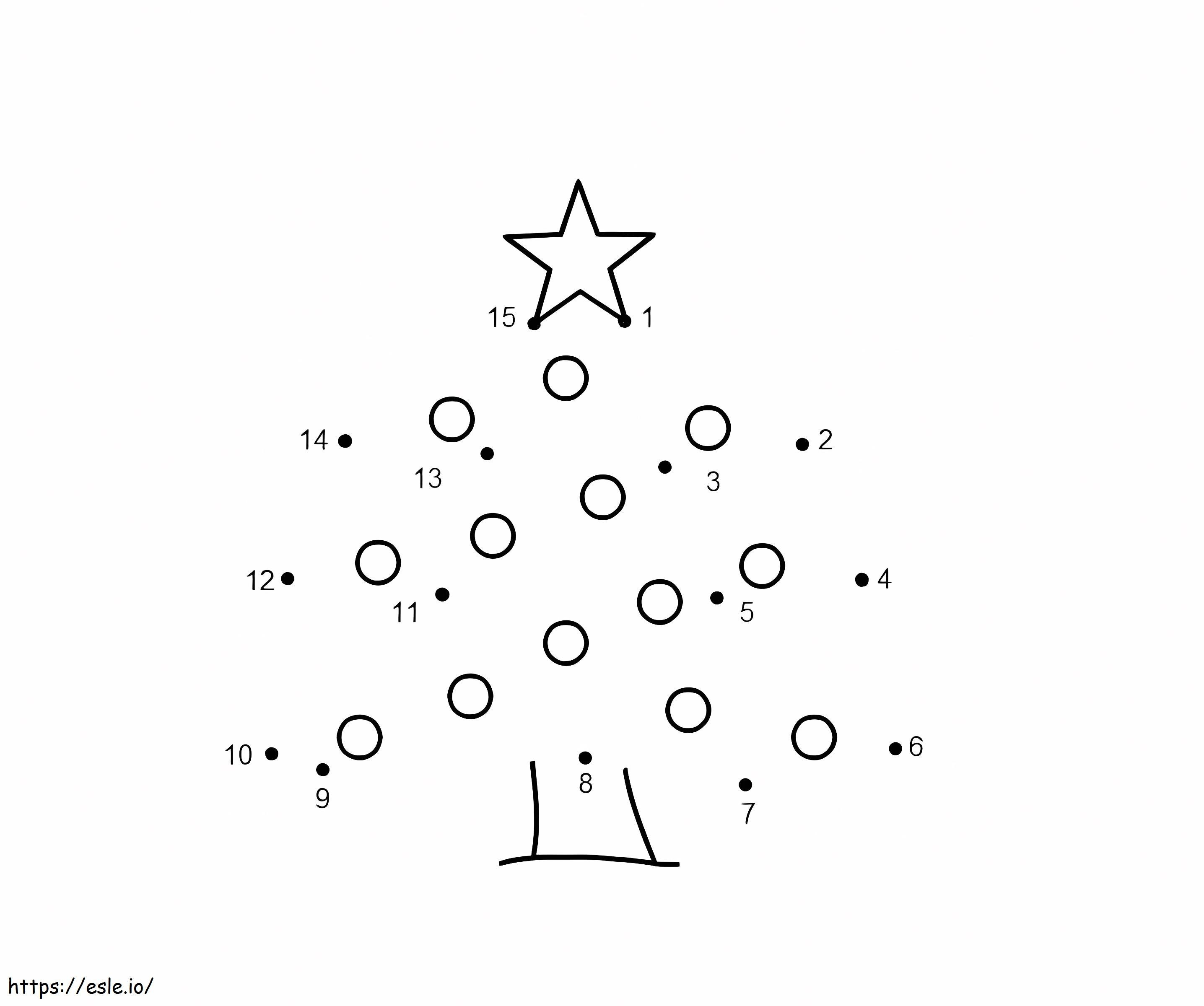 Pequena árvore de Natal ponto a ponto para colorir