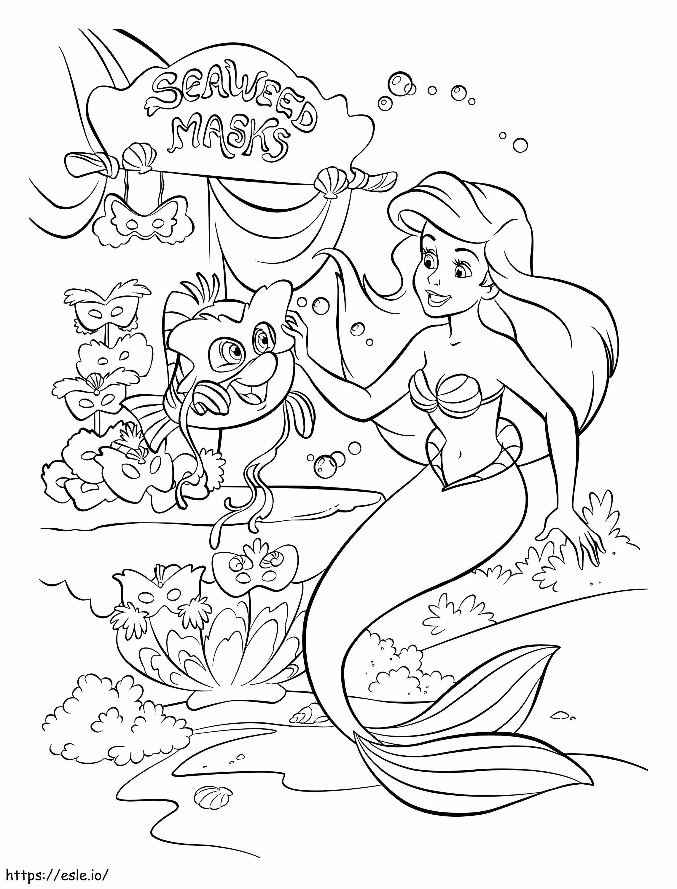 Ariel und der Fisch im Karneval ausmalbilder