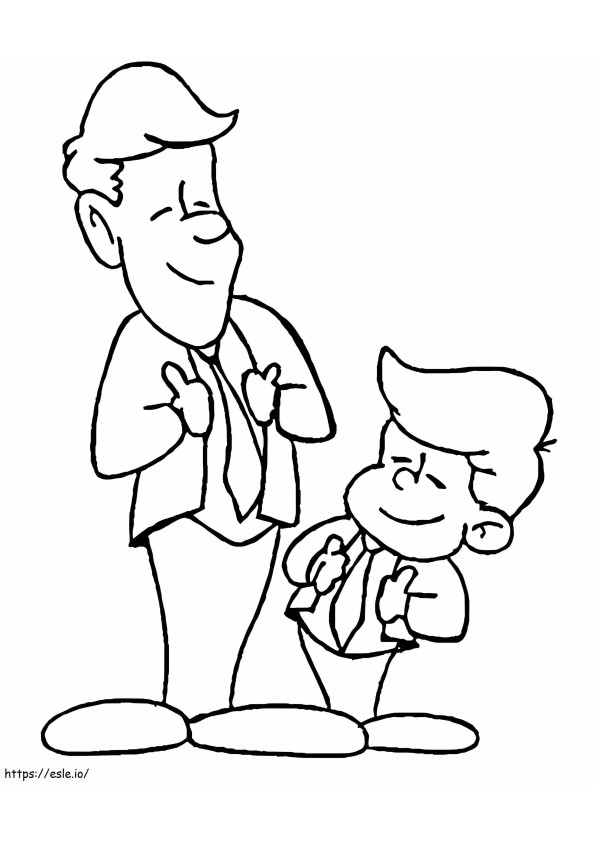 Father And Son Smiling coloring page