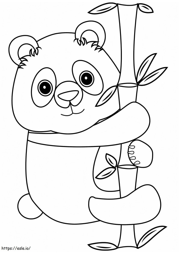 Panda On A Bamboo Stick coloring page