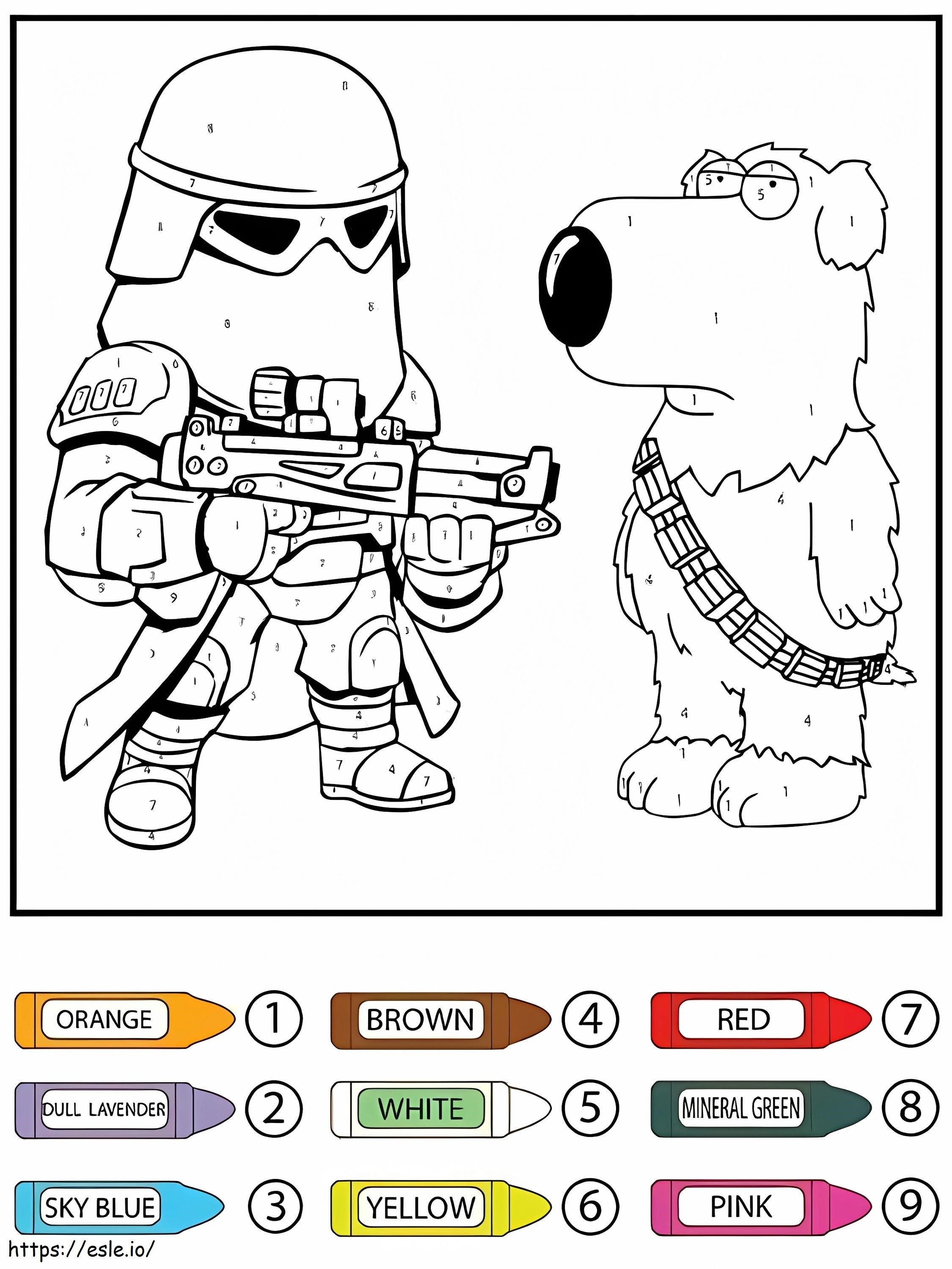 Star Wars Cute Darth Vader And Brian Griffin Color By Number coloring page