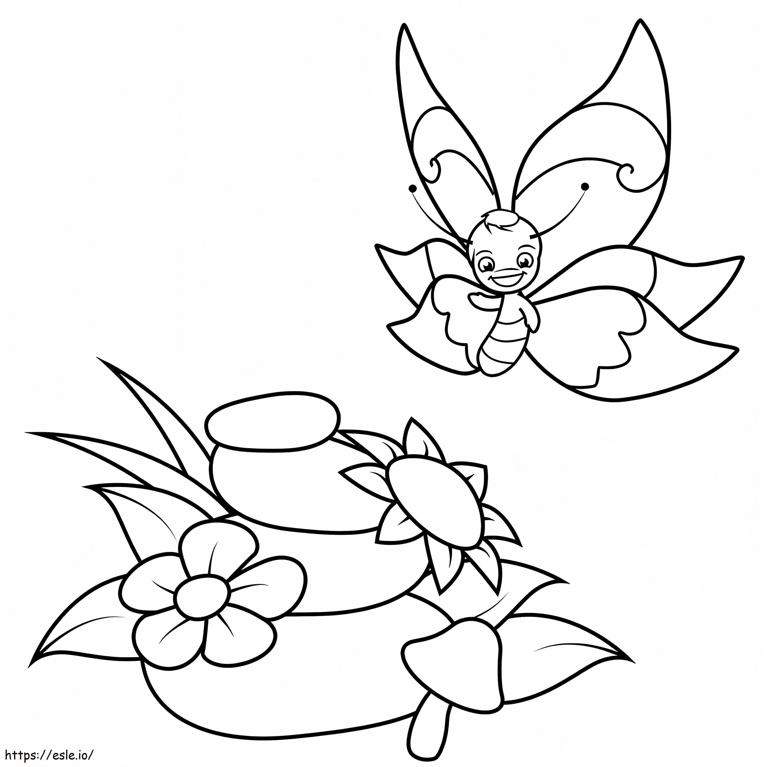Coloriage Papillon de dessin animé 4 à imprimer dessin