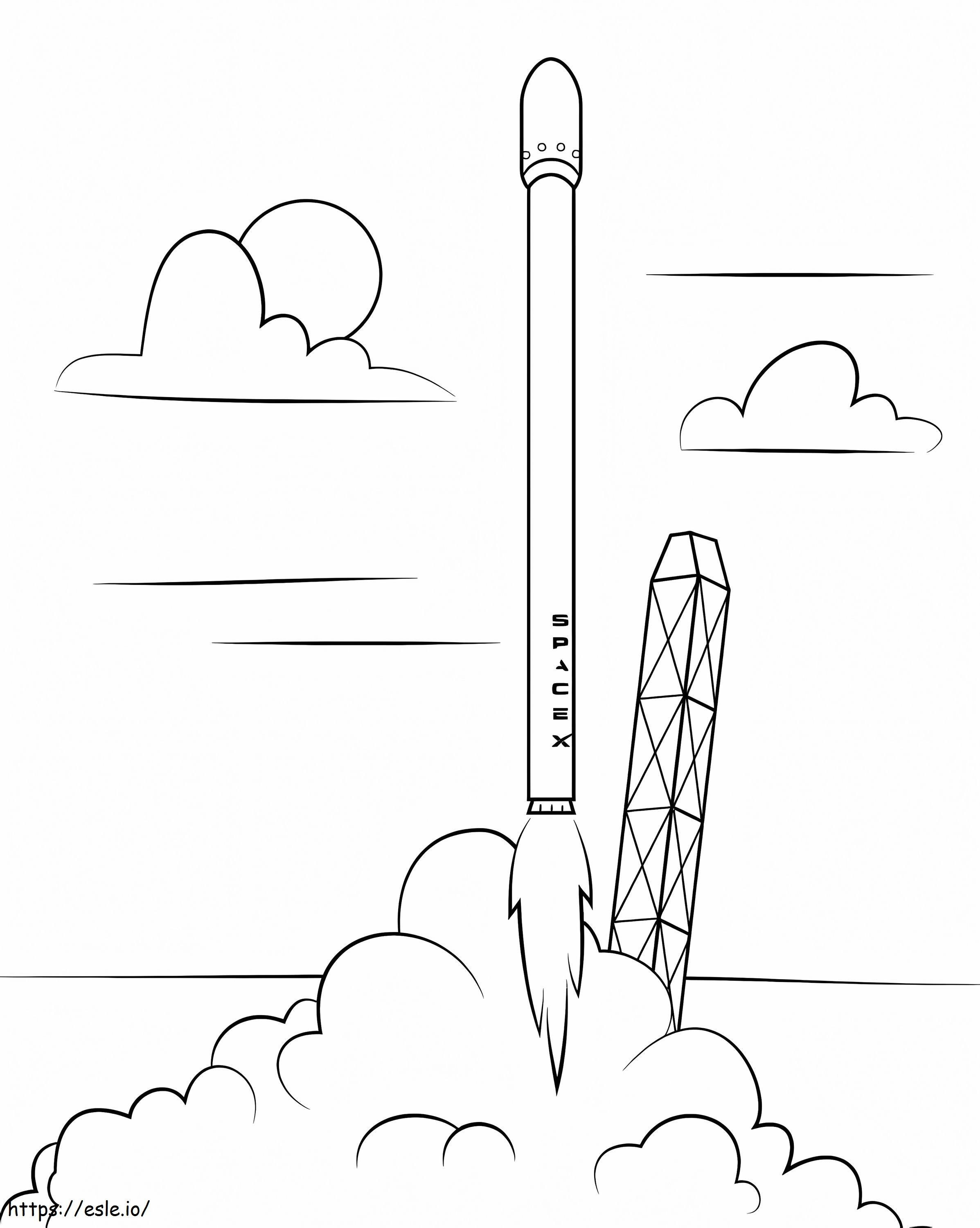 Start rakiety Spacex Falcon 9 kolorowanka