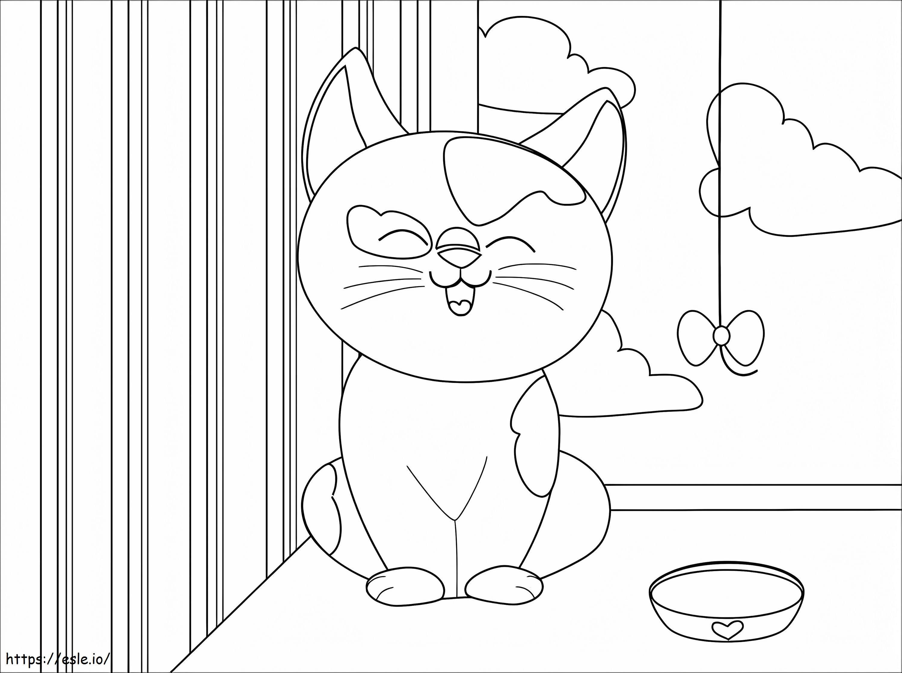 Coloriage Le chat est heureux à imprimer dessin
