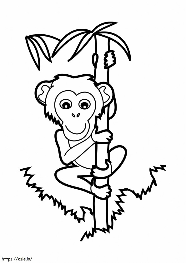 Mono trepando al árbol de bambú para colorear