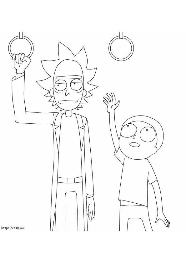 Rick Sanchez And Morty On A Bus coloring page