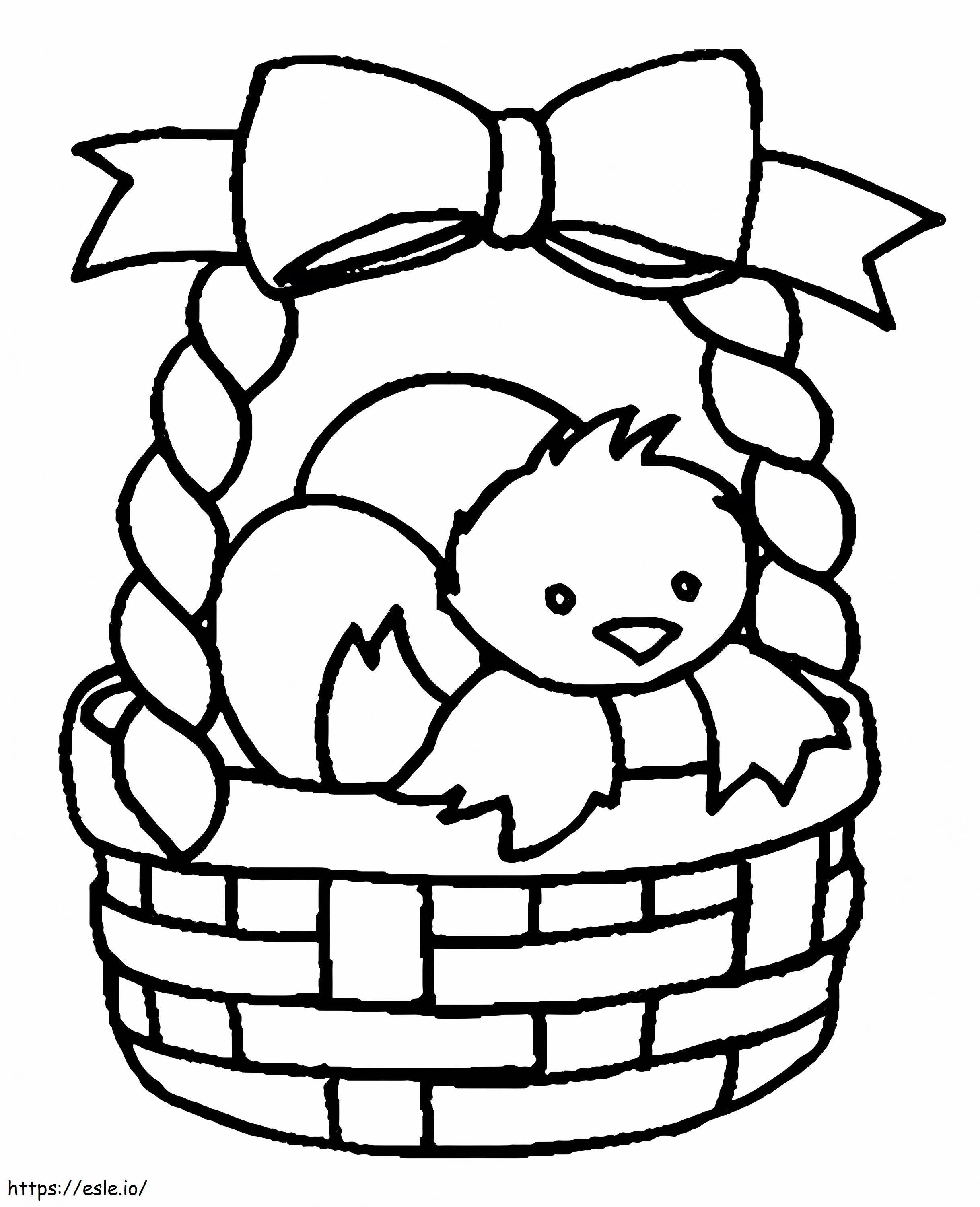 Easter Basket With Little Chick coloring page