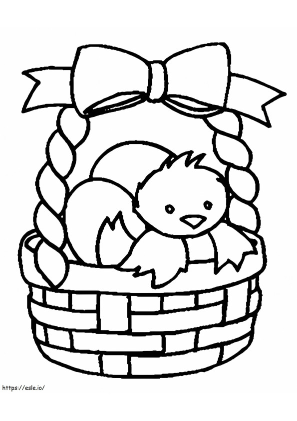 Easter Basket With Little Chick coloring page