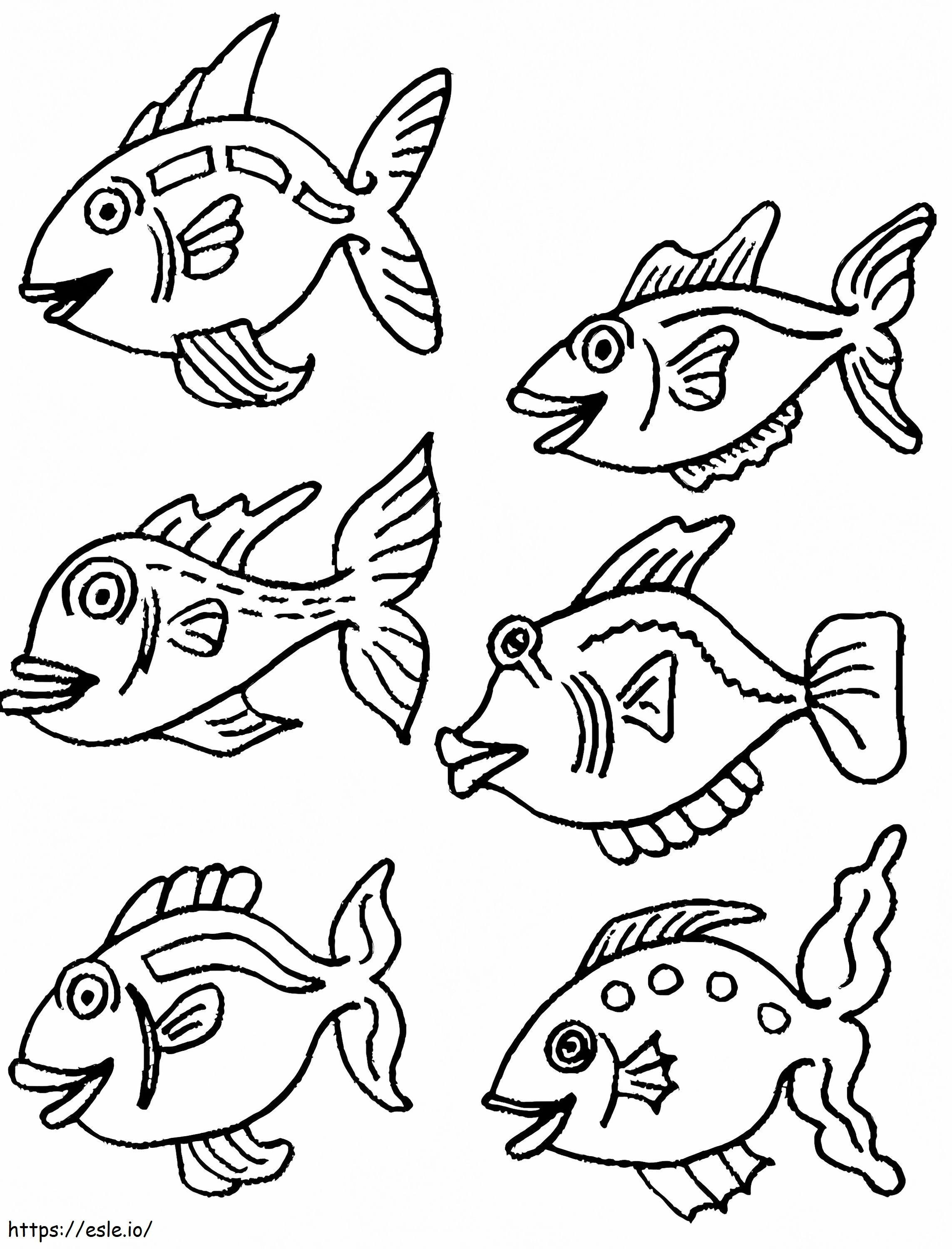 Sechs Fische ausmalbilder