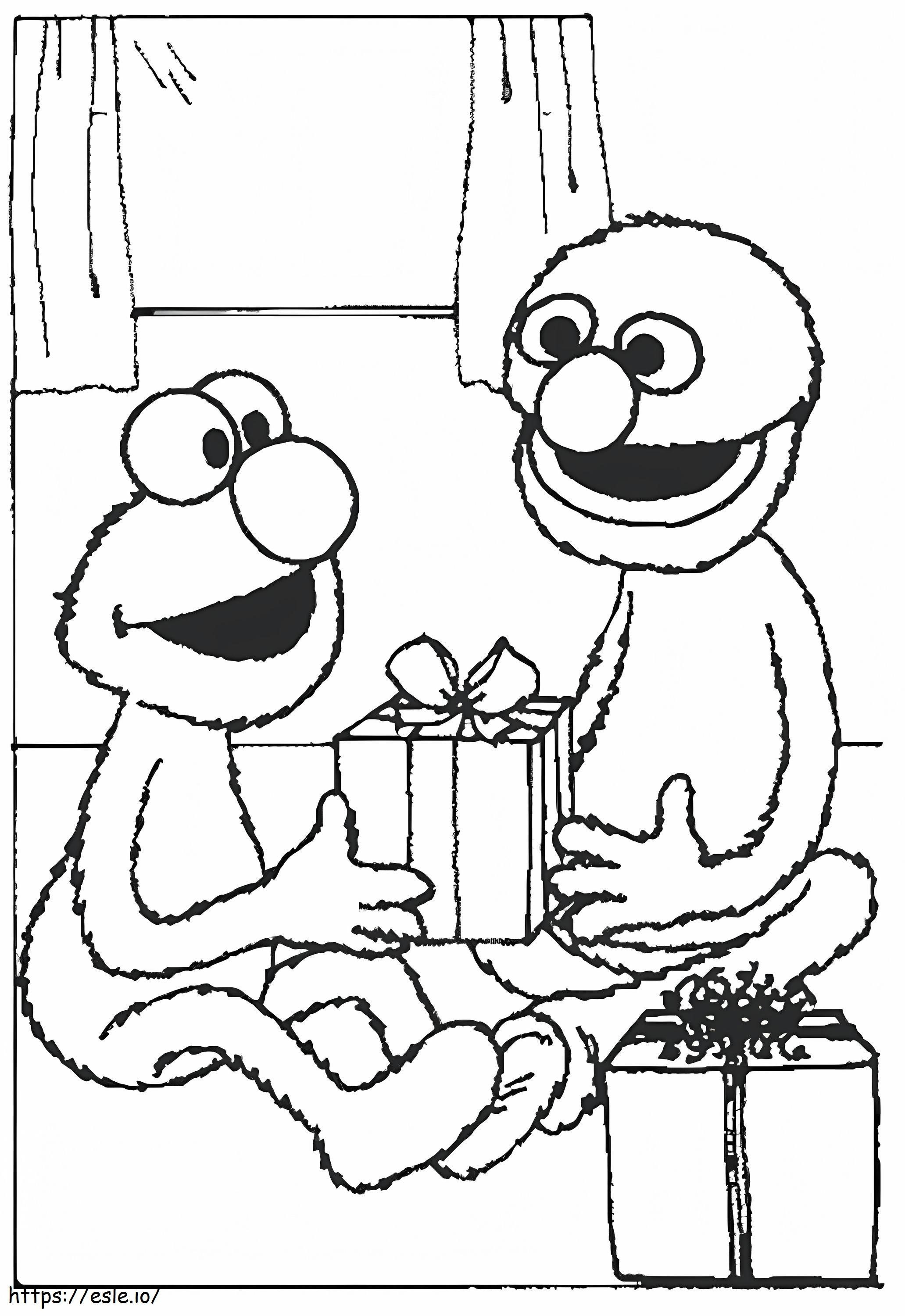Coloriage Elmo et Grover à imprimer dessin