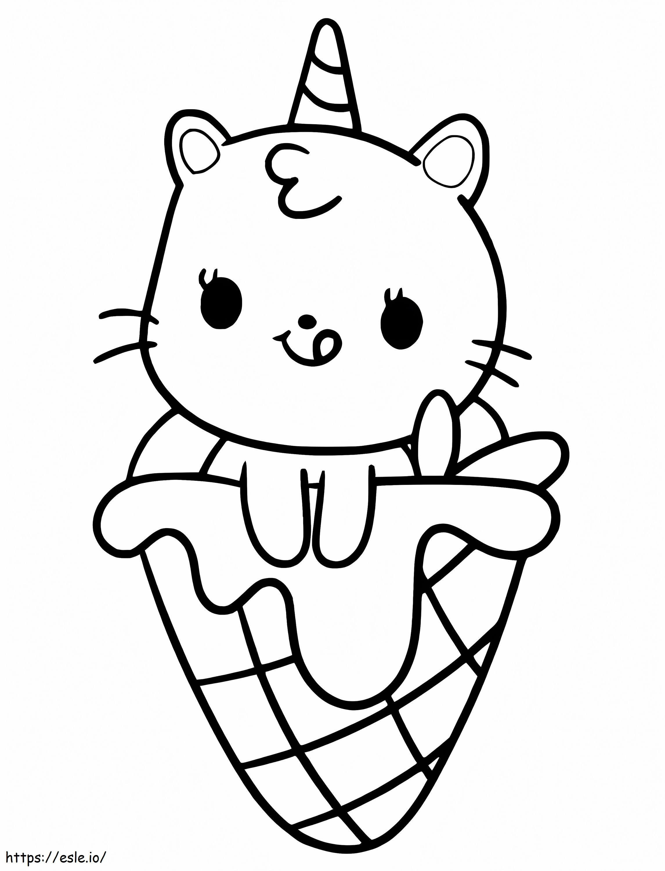 Ice Cream Unicorn Cat coloring page