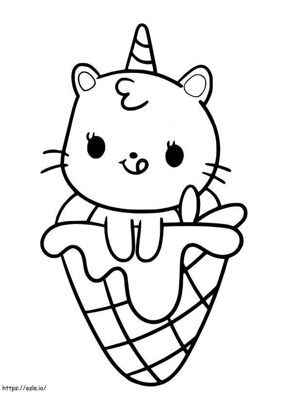 Dondurma Tek Boynuzlu Kedi boyama