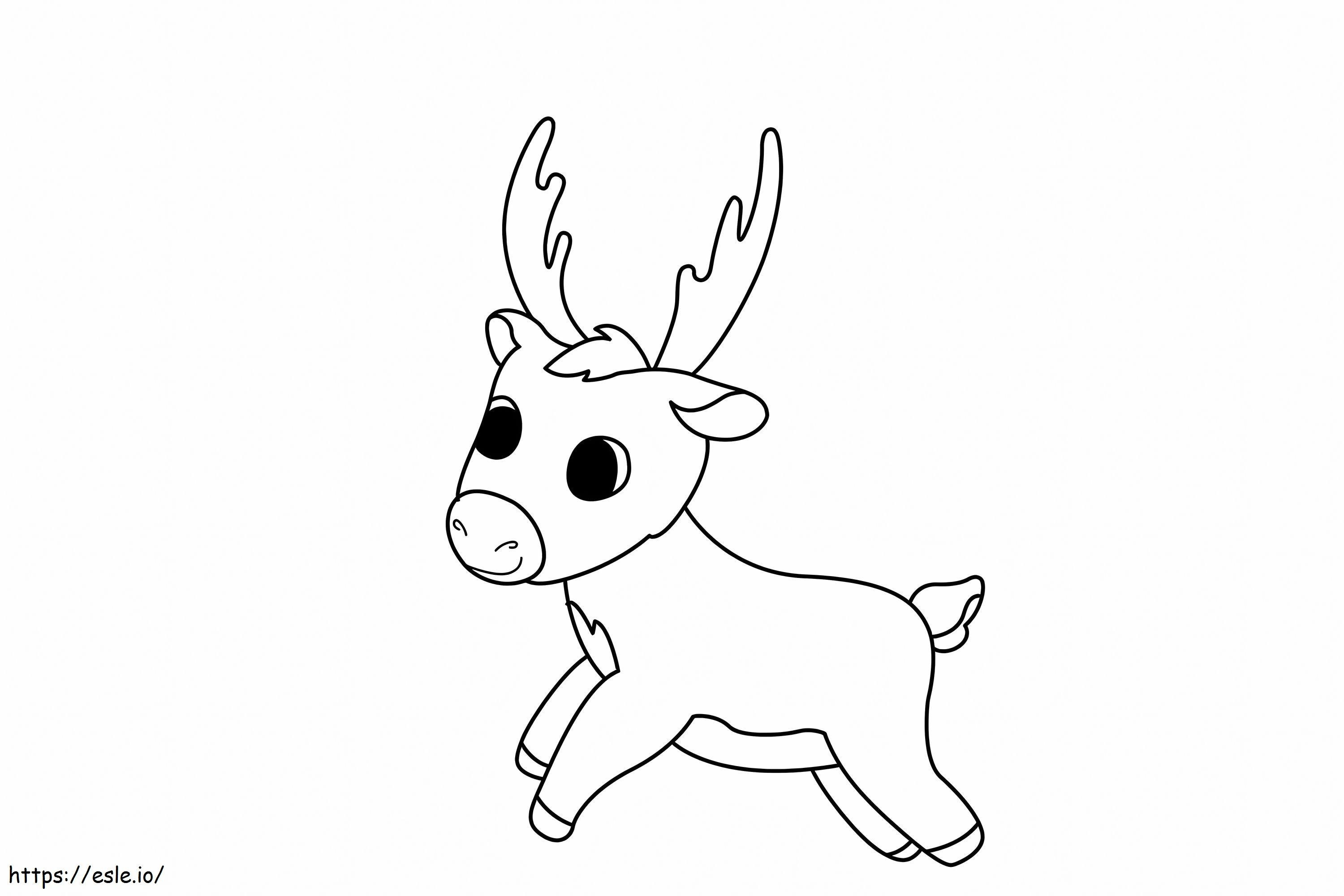 Baby Reindeer Running coloring page