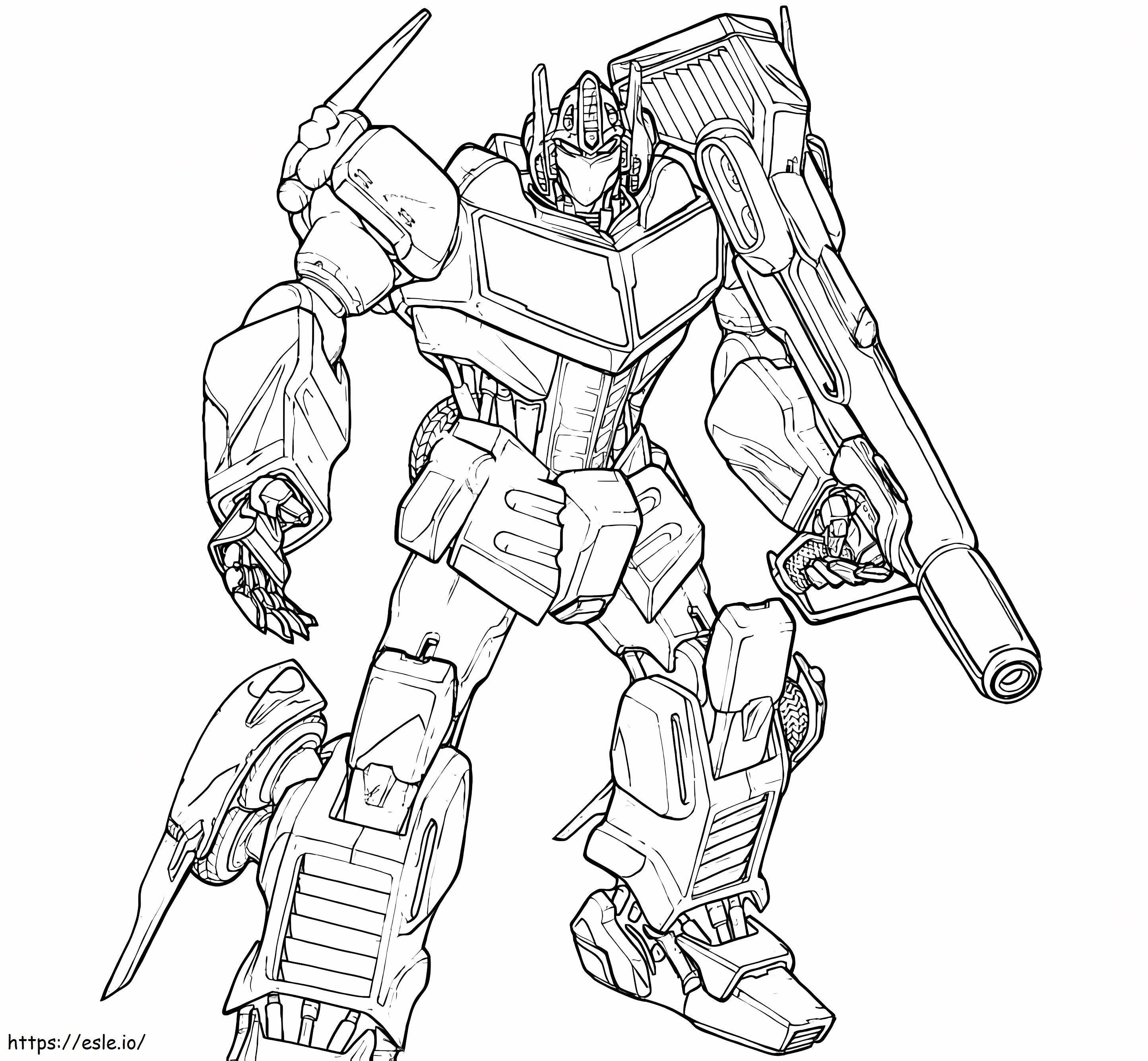 Optimus With Big Gun coloring page