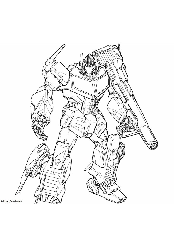 Optimus With Big Gun coloring page