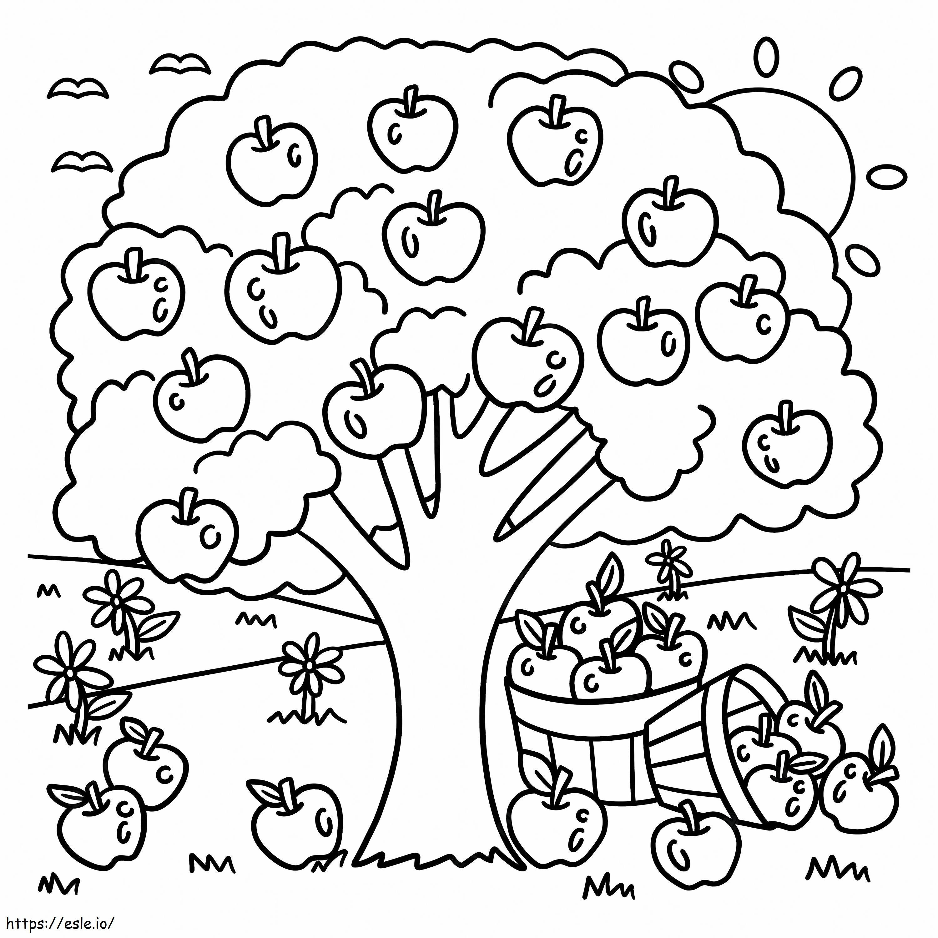 Árbol de manzana para colorear