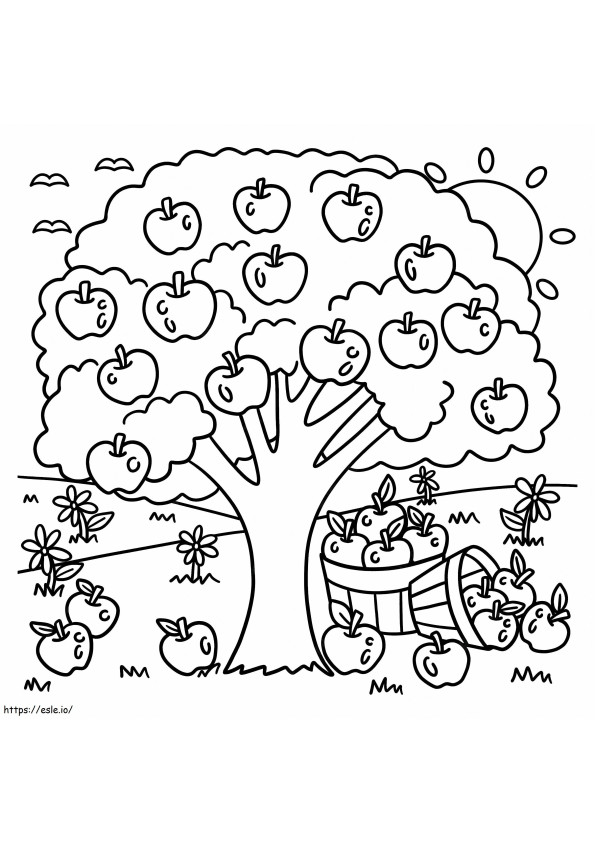 Árbol de manzana para colorear