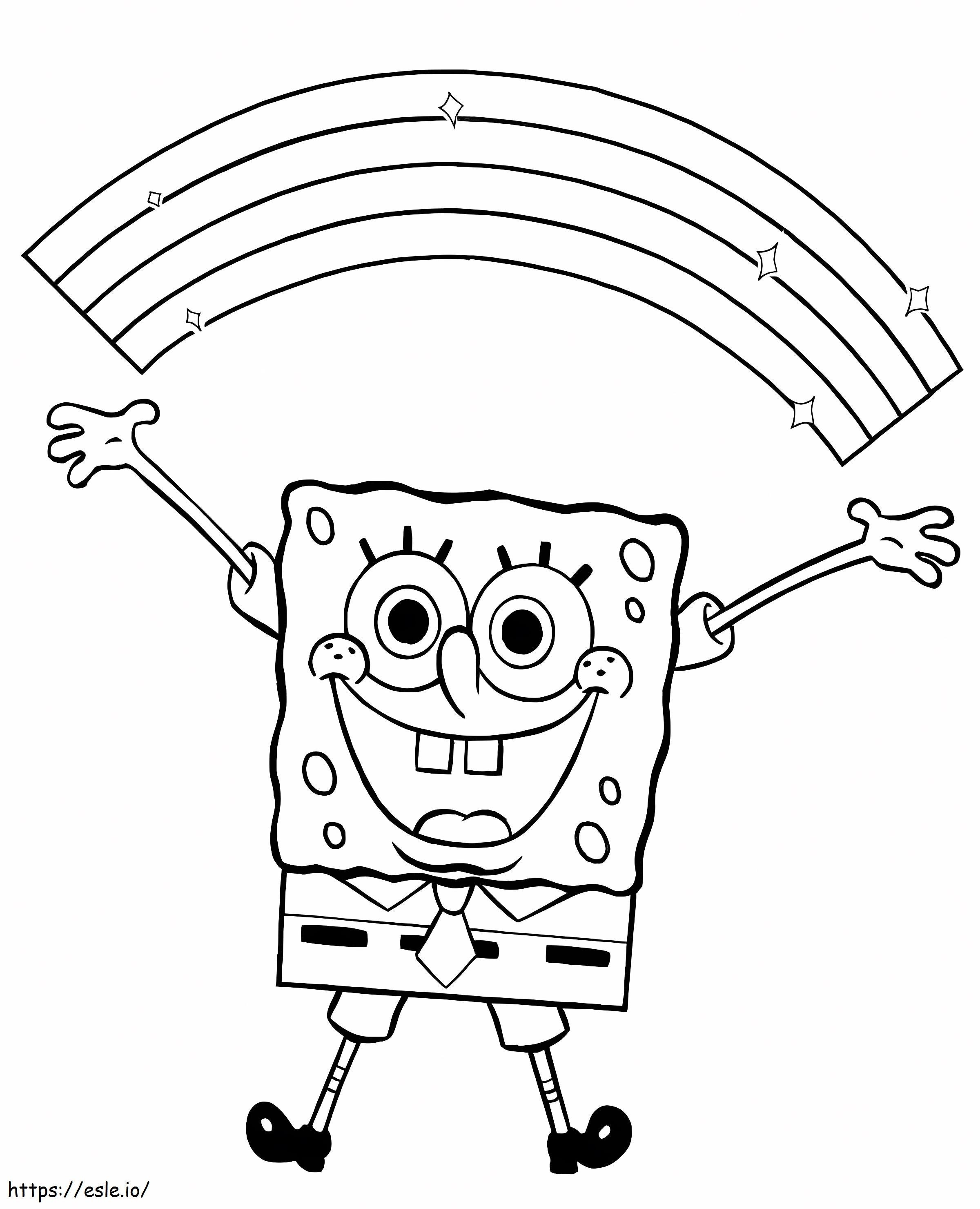 Spongebob And Rainbow coloring page