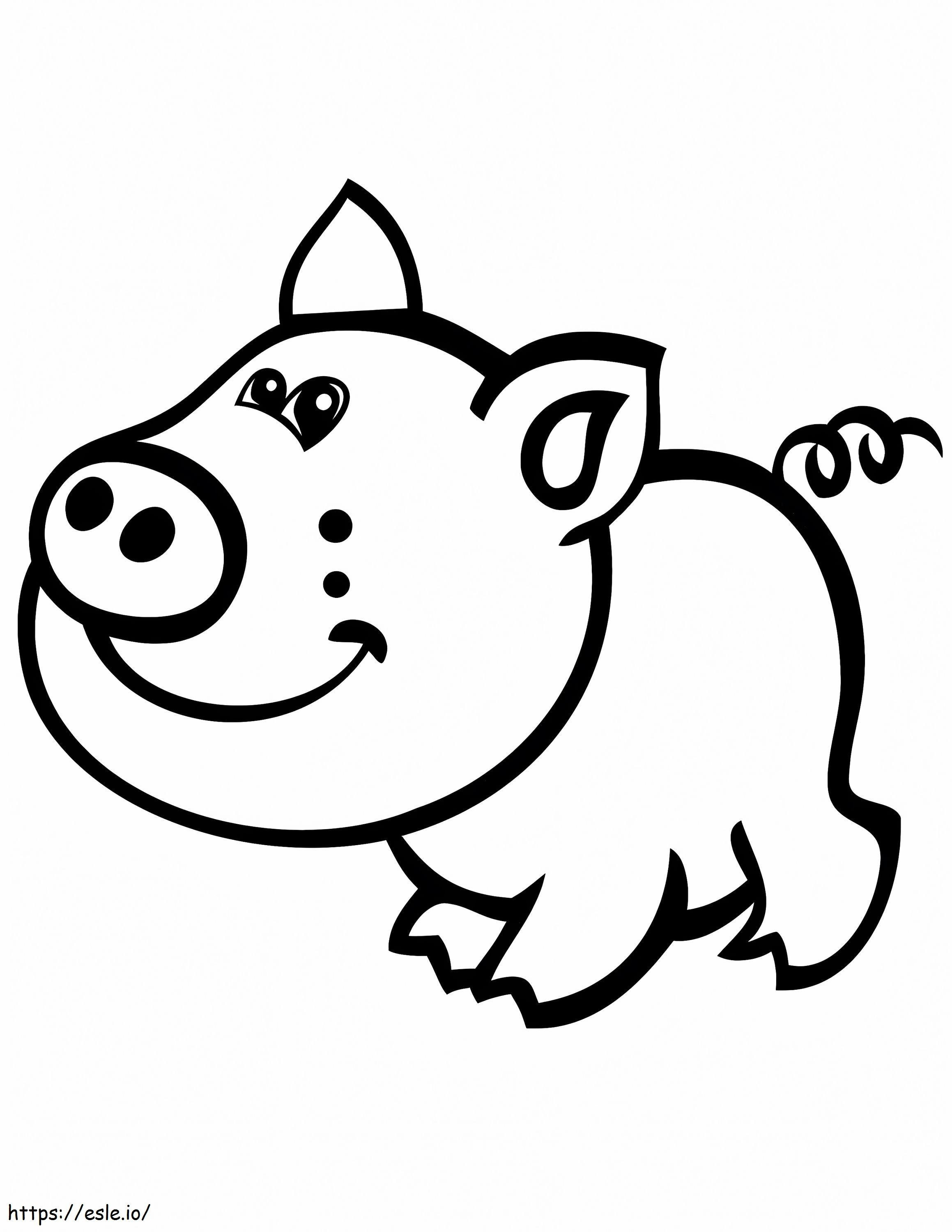 Coloriage  Cochon souriant A4 à imprimer dessin