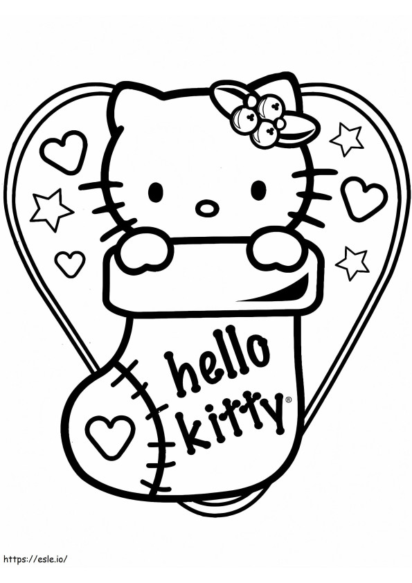 Calcetín de Hello Kitty para colorear