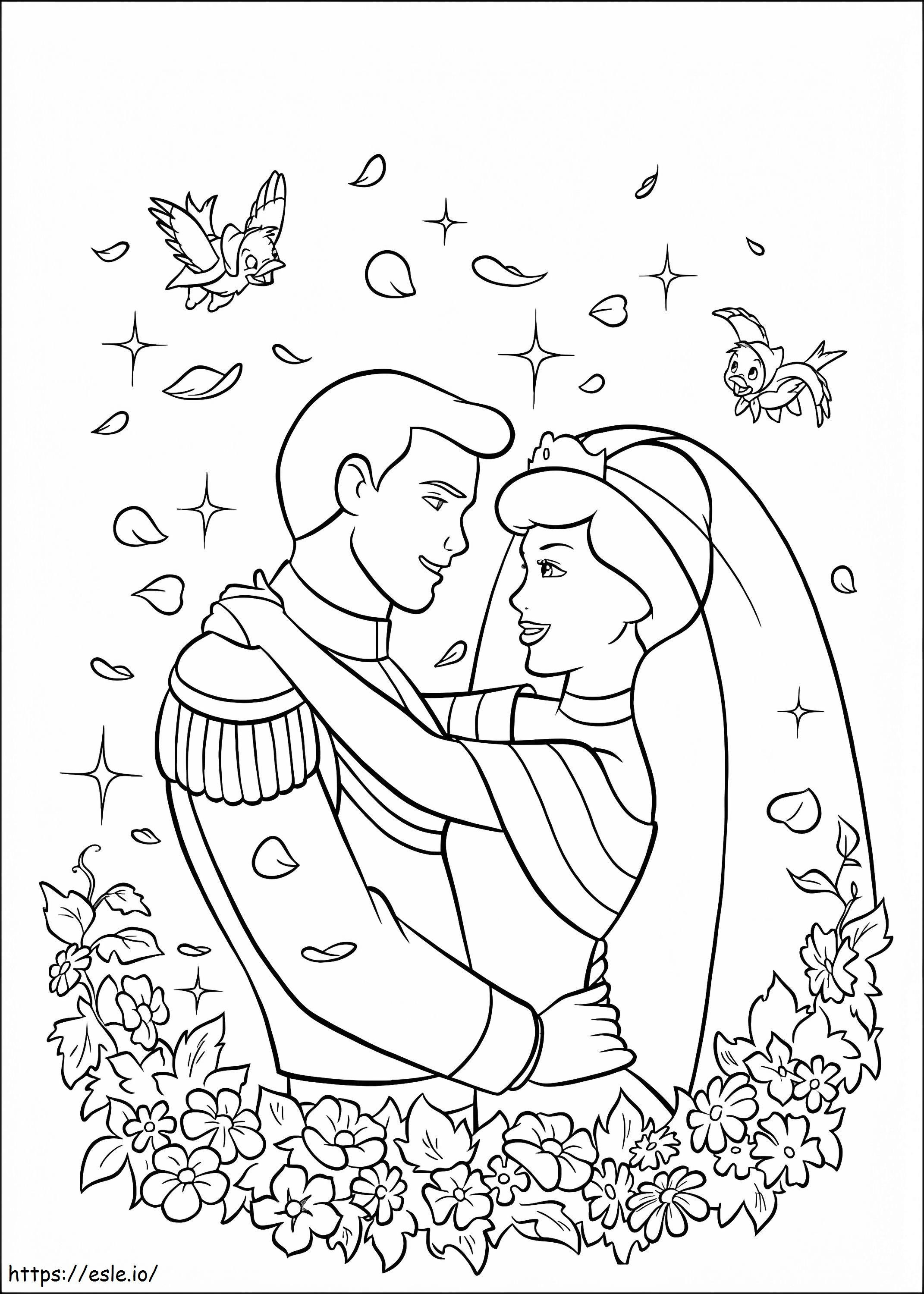 Coloriage Mariage de Cendrillon à imprimer dessin