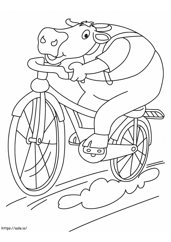 自転車に乗るバッファロー ぬりえ - 塗り絵