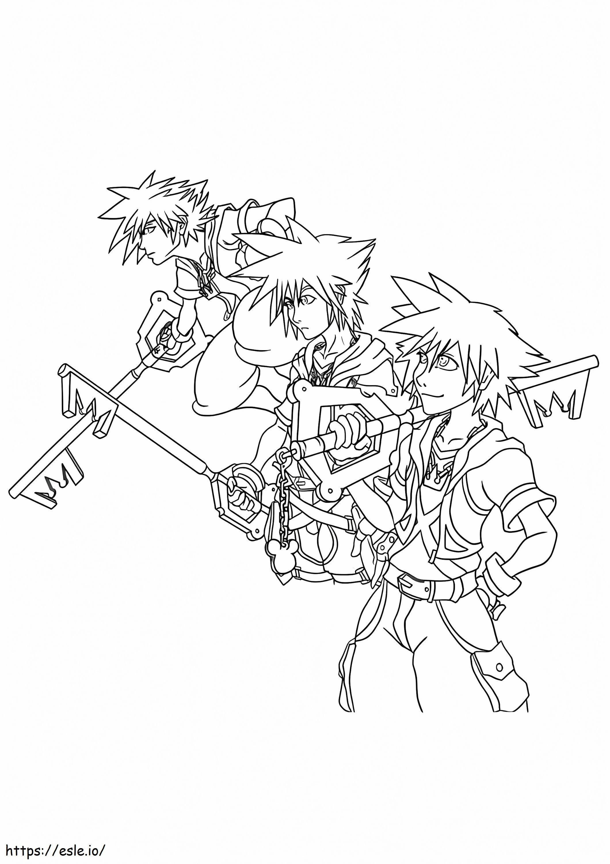 Coloriage Sora dans Kingdom Hearts à imprimer dessin