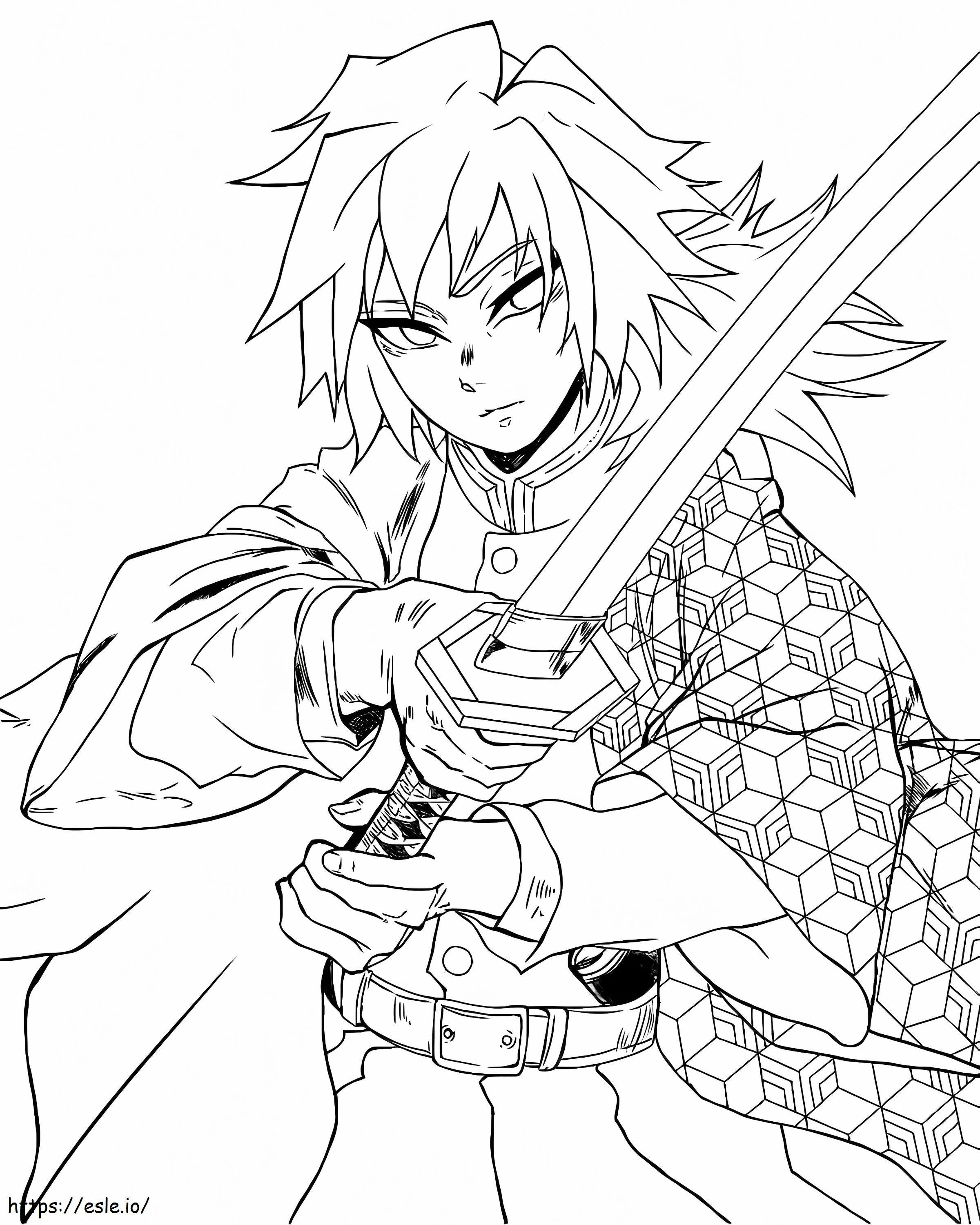 Giyu Tomioka With Sword coloring page