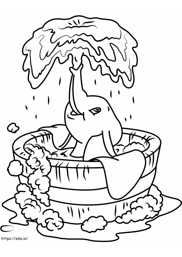 Dumbo Bath A4 coloring page