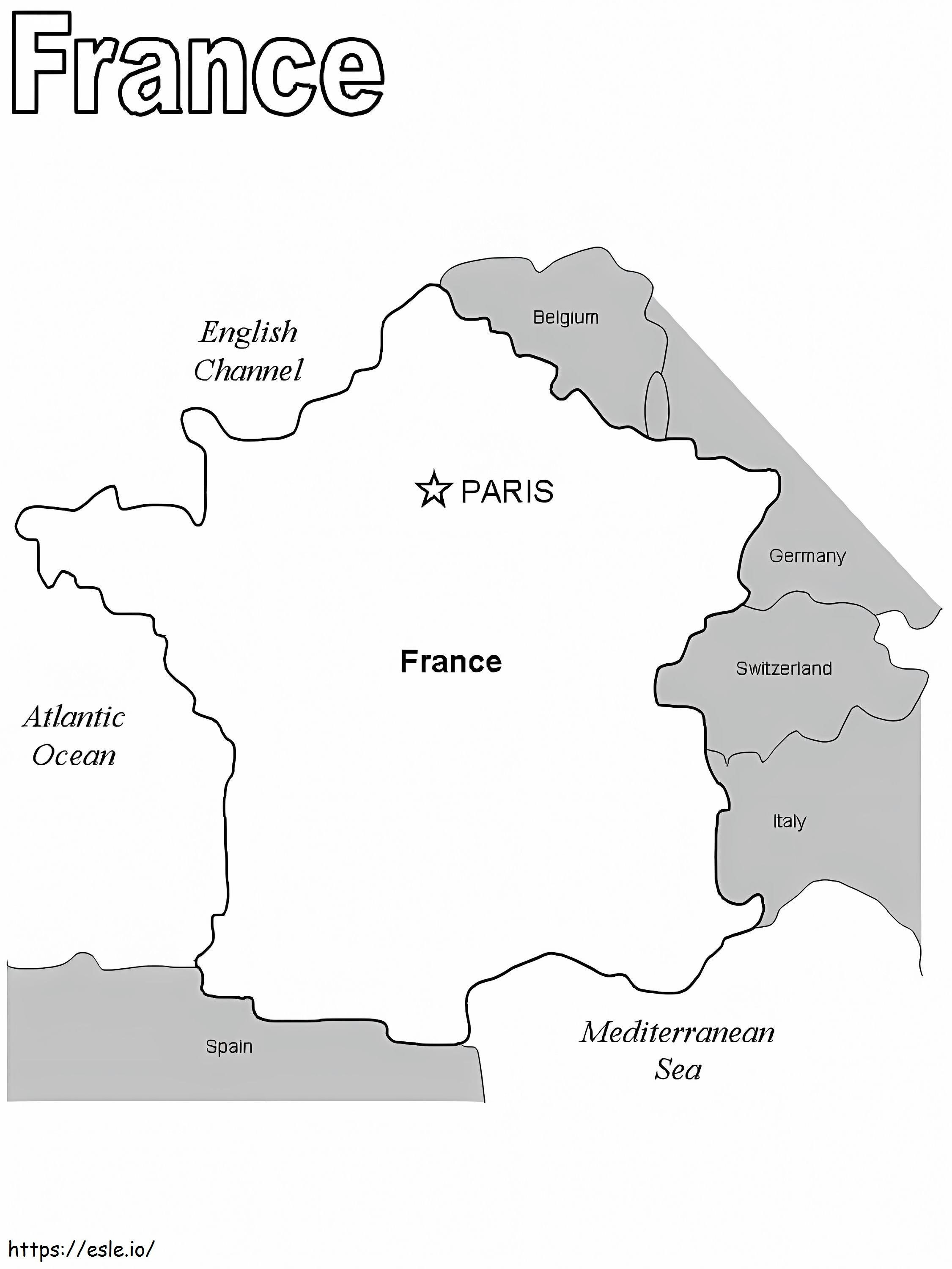 Mapa de França para colorir